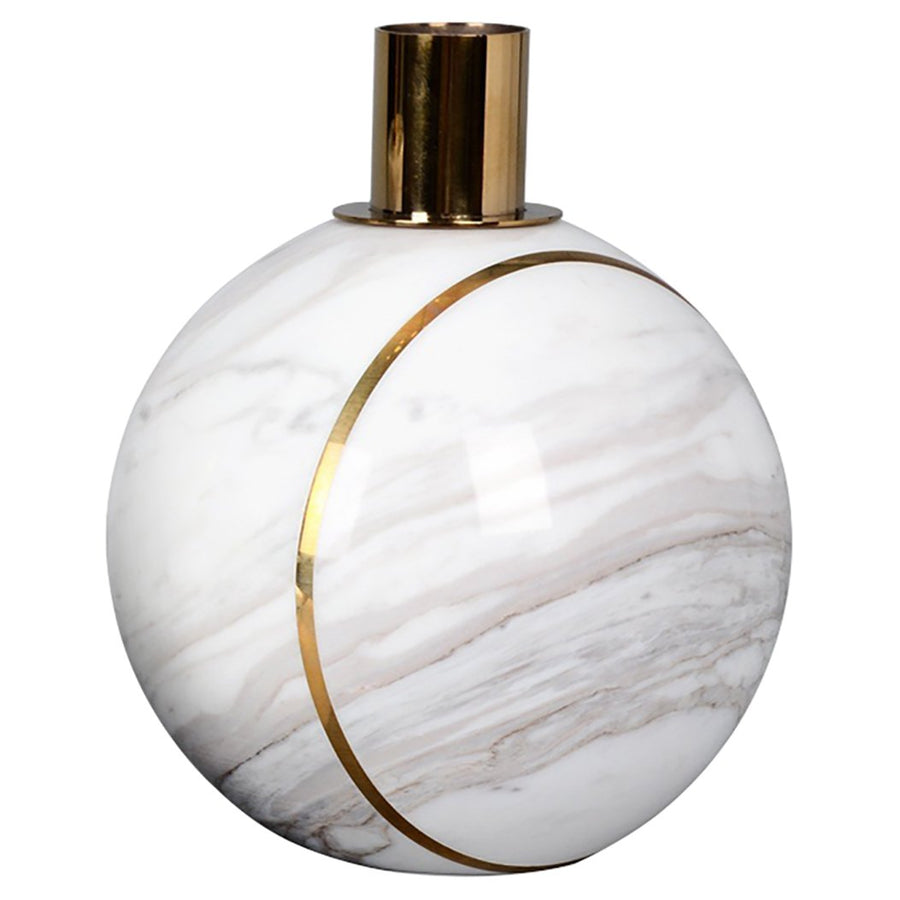 WHITE MARBLE BALL CANDLESTICK